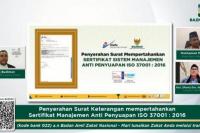 Baznas Kembali Raih Sertifikasi Manajemen Anti Penyuapan ISO 37001: 2016